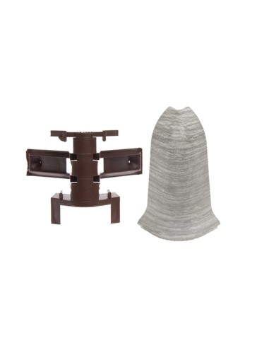 Angle extérieur + support pour plinthe PVC 59 mm Angle extérieur + support pour plinthe PVC 59 mm
