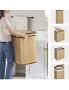 Panier à linge robuste en bambou  100 L 2 compartiments salle de bain