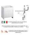 Meuble buanderie double porte PVC avec vasque bac à laver polypropylène 80x50