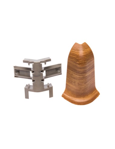 Angle extérieur + support pour plinthe PVC 59 mm