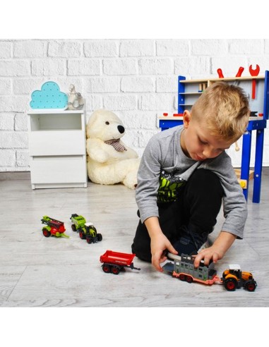 Jouet 2 tracteurs agricoles et 4 engins pour enfants