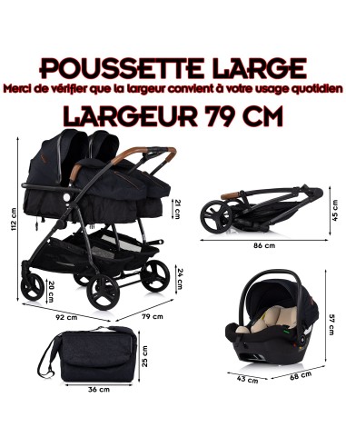 Poussette jumeaux ou enfants rapprochés avec ou sans siège auto