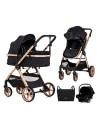 VISTA Poussette combinée jusqu'à 22 kg nacelle souple + assise classique avec cosy i-Size et base Isofix en option