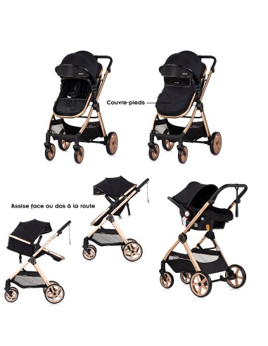 VISTA Poussette combinée jusqu'à 22 kg nacelle souple + assise classique avec cosy i-Size et base Isofix en option