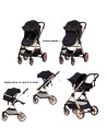 VISTA Poussette combinée jusqu'à 22 kg nacelle souple + assise classique avec cosy i-Size et base Isofix en option