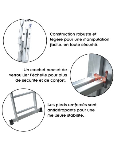 UP Echelle transformable en aluminium coulissante extensible 3 plans