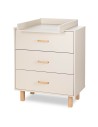 LAURA Commode bébé en bois de hêtre 3 tiroirs Champagne
