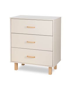 LAURA Commode bébé en bois de hêtre 3 tiroirs Champagne