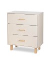 LAURA Commode bébé en bois de hêtre 3 tiroirs Champagne