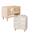 LAURA Ensemble bébé commode et lit évolutif 120x60 Champagne