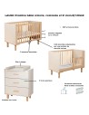 LAURA Chambre bébé armoire commode et lit évolutif 120x60 Champagne