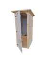 Abri WC en bois fabrication artisanale, solide et prêt à poser. Toilettes sèches robustes style rustique.