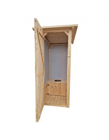 Abri WC en bois fabrication artisanale, solide et prêt à poser. Toilettes sèches robustes style rustique.