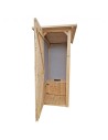 Abri WC en bois fabrication artisanale, solide et prêt à poser. Toilettes sèches robustes style rustique.