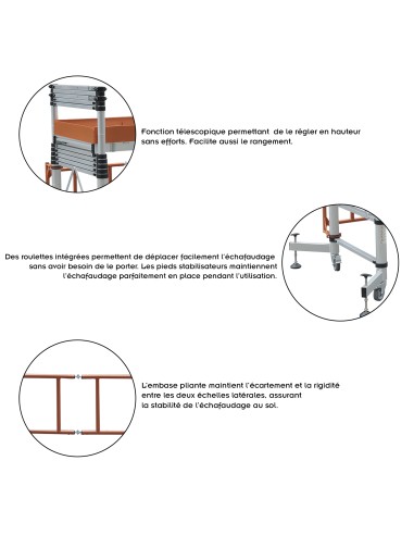 ELEVATE Echafaudage en aluminium hauteur de travail 3 m