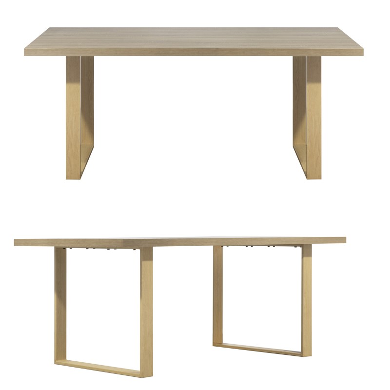 Table plateau chêne pieds bois