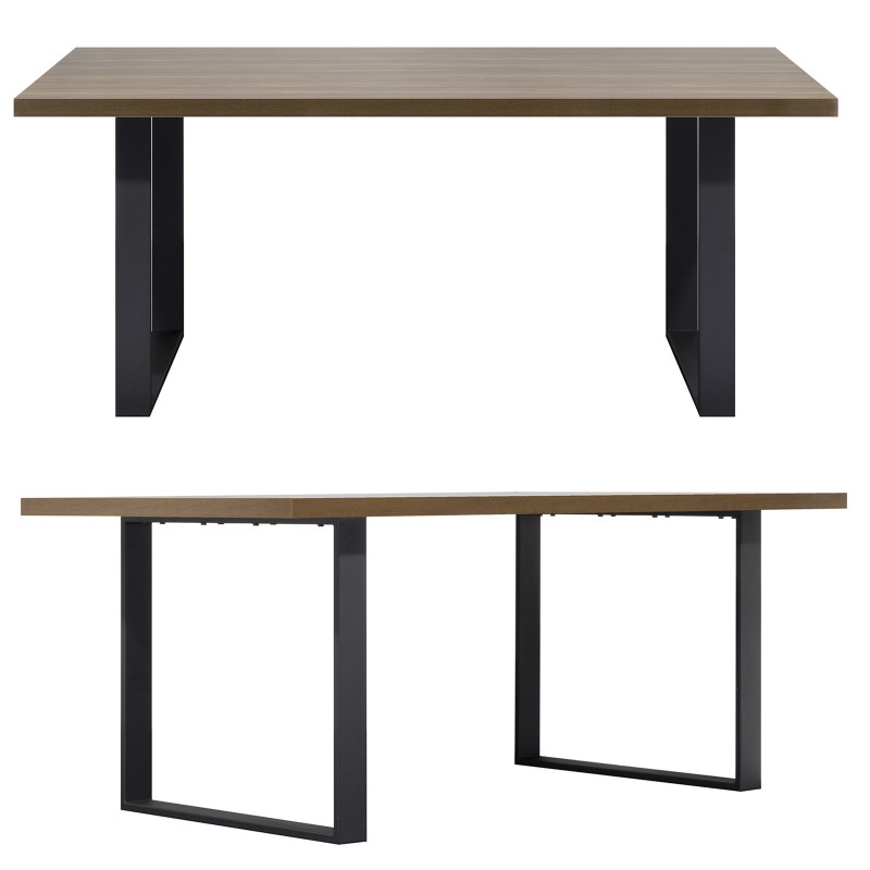 Table plateau noyer pieds noir