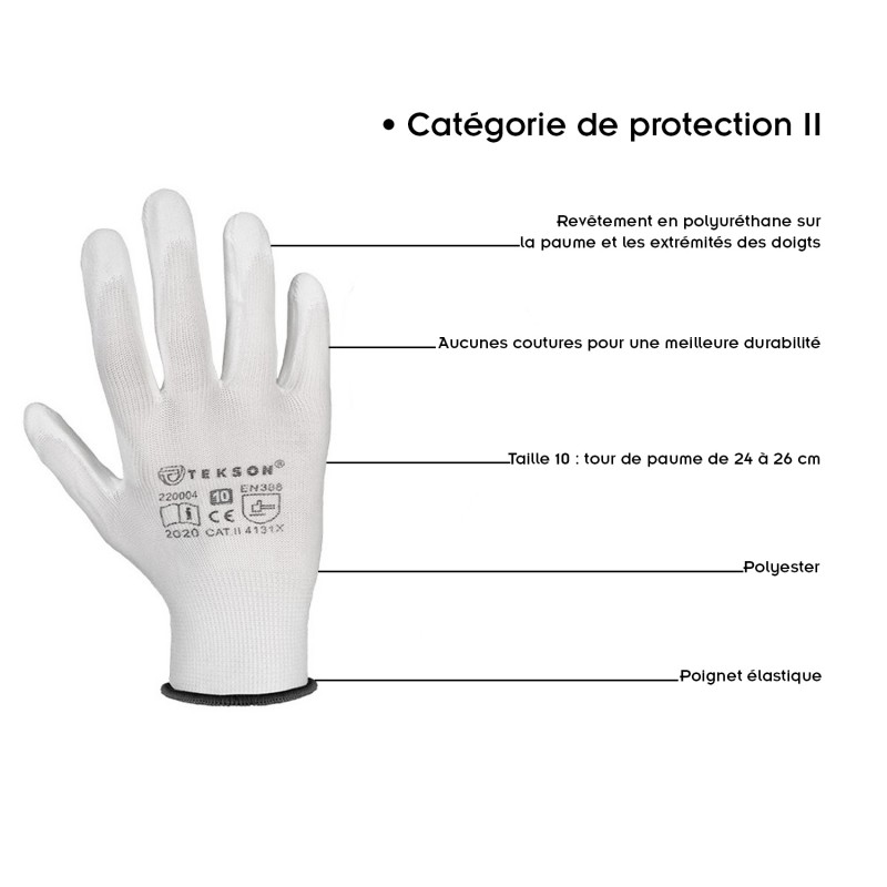 Gants polyester blanc