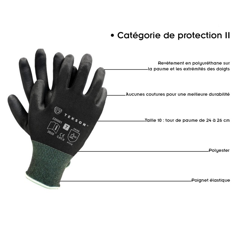 Gants polyester noir