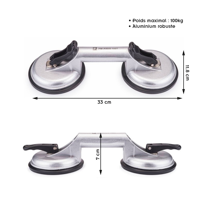 Extracteur fenêtre ventouse double capacité de levage 100 kg Ø 118 mm