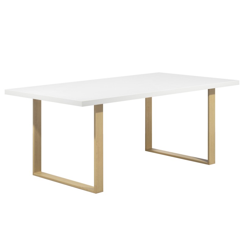 Table chêne blanchi et pied en bois