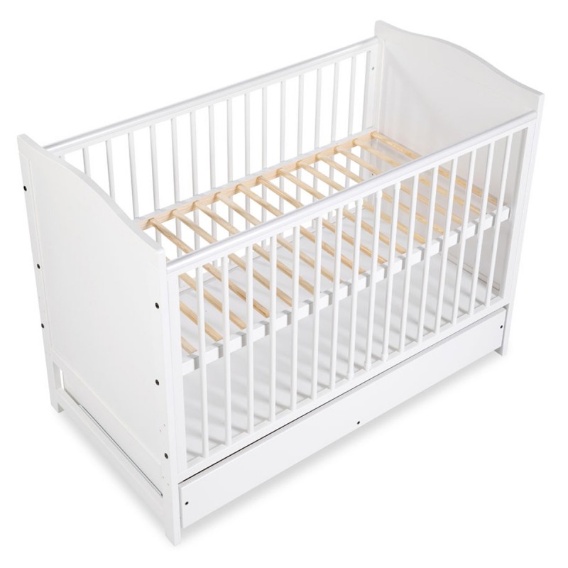 Lit à barreaux en bois blanc pour bébé