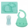 TASTY SET Set couverts, assiette bavoir en silicone pour bébé motif baleine