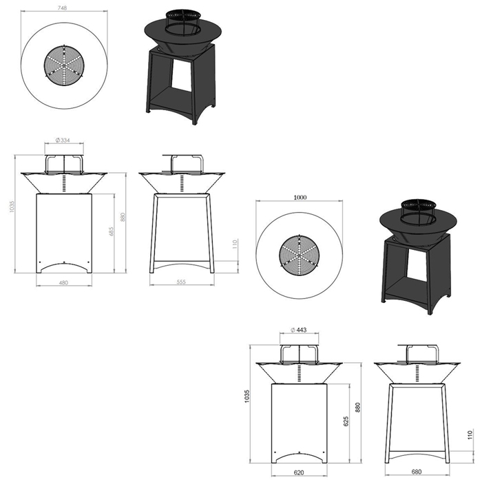 dimensions du brasero