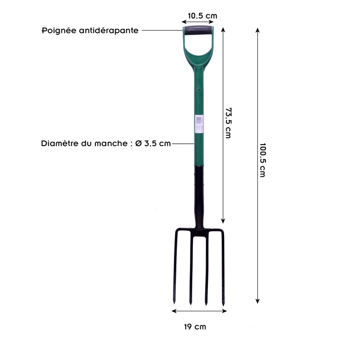 Dimensions fourche à bêcher